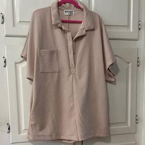 BUCKETLIST Light Tan Textured Jumpsuit